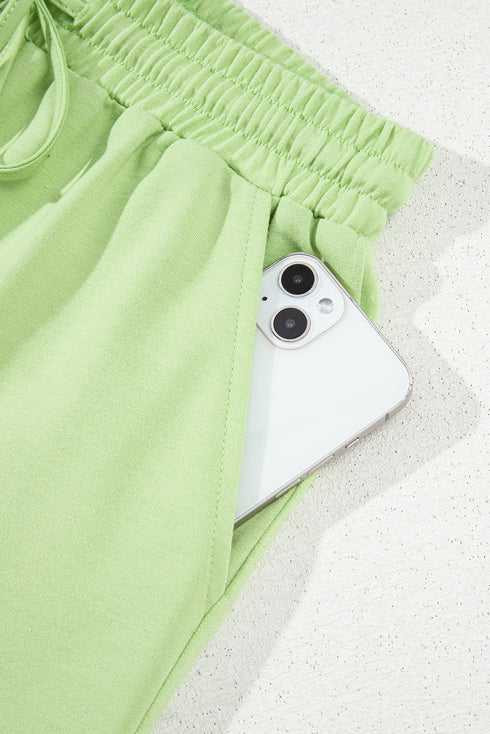 Relaxed Fit V Neck Drawstring Lounge Shorts Set